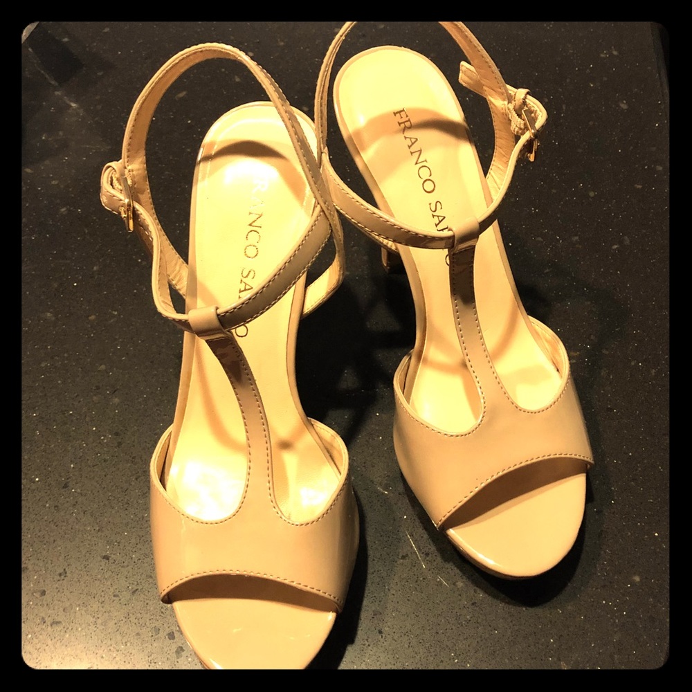 Franco Sarto nude peep toe Tstrap mary jane heels